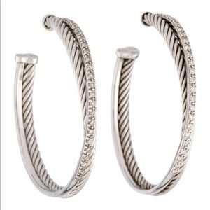 David Yurman XL Crossover Diamond Hoops
